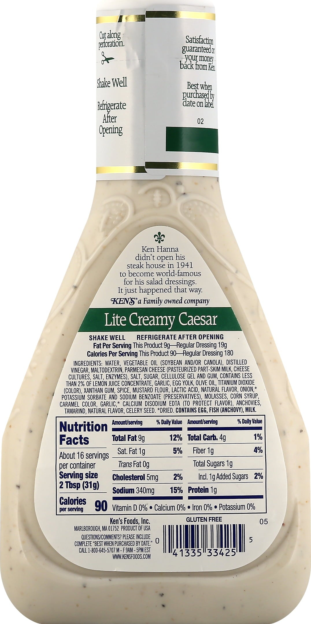 Ken's Steak House Lite Creamy Caesar Dressing 16 fl oz