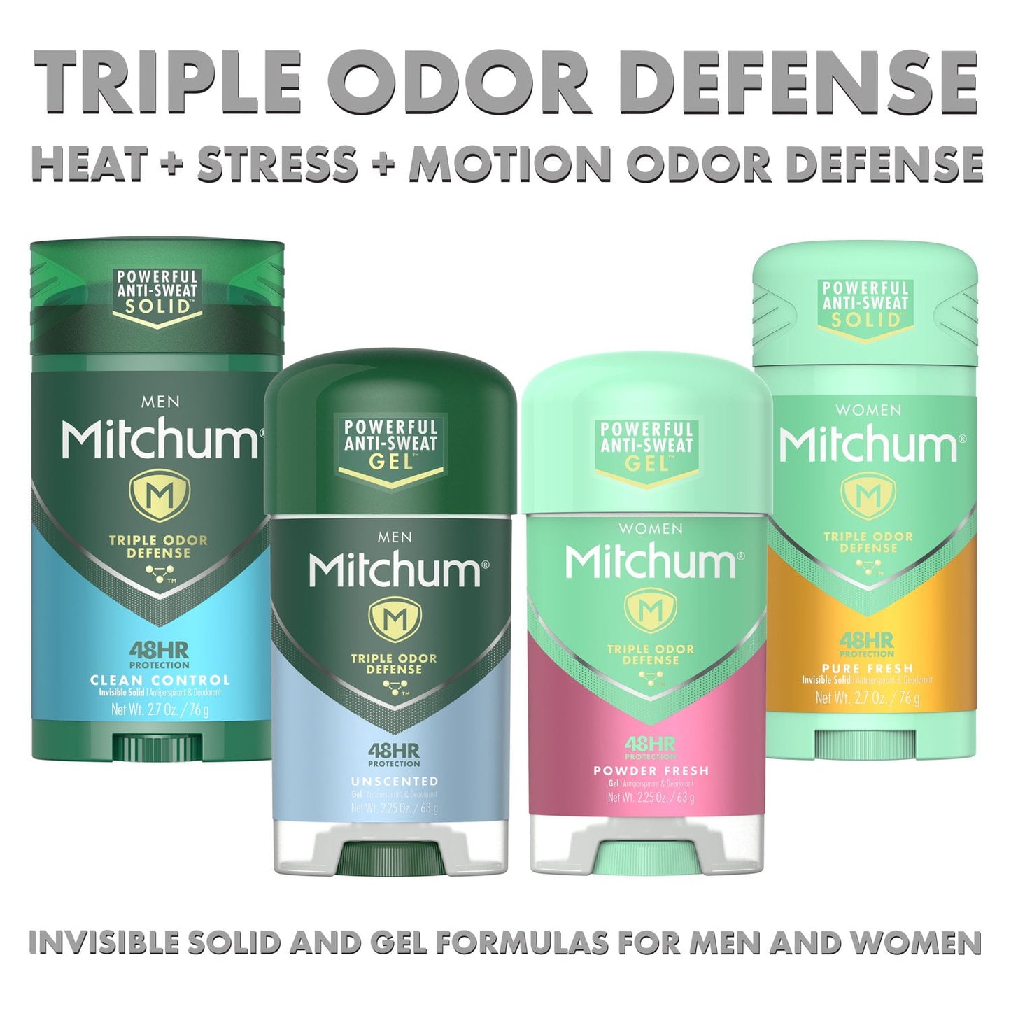 Mitchum Women Triple Odor Defense Antiperspirant Deodorant Gel Twin Pack, Shower Fresh, 3.4 oz