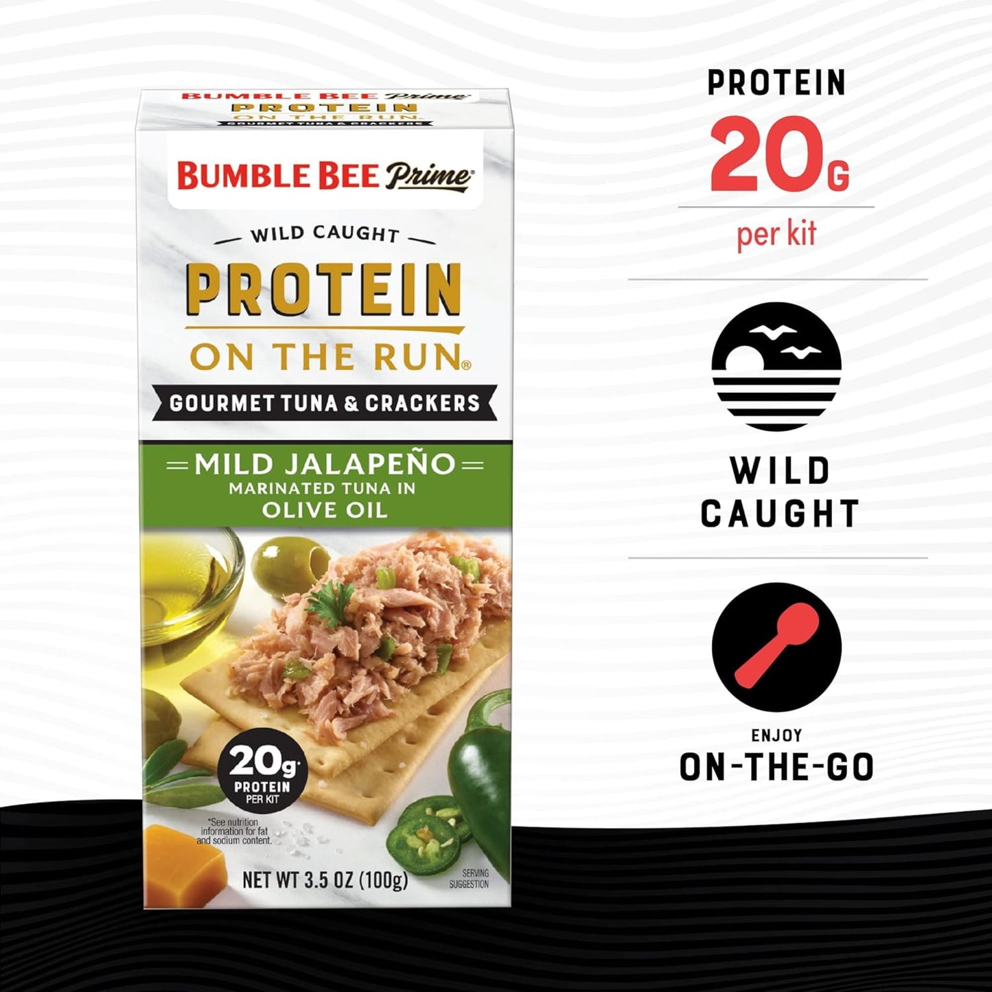 Bumble Bee Prime Tuna Protein on the Run Olive Oil & Mild Jalapeño, 3.5 oz Kit