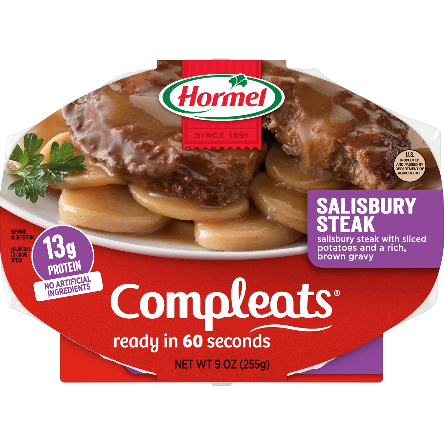 HORMEL COMPLEATS Salisbury Steak with Sliced Potatoes, Shelf Stable, 9 oz Plastic Tray