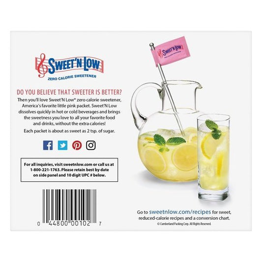 Sweet'N Low Zero Calorie Sweetener, 100 count, 3.5 oz