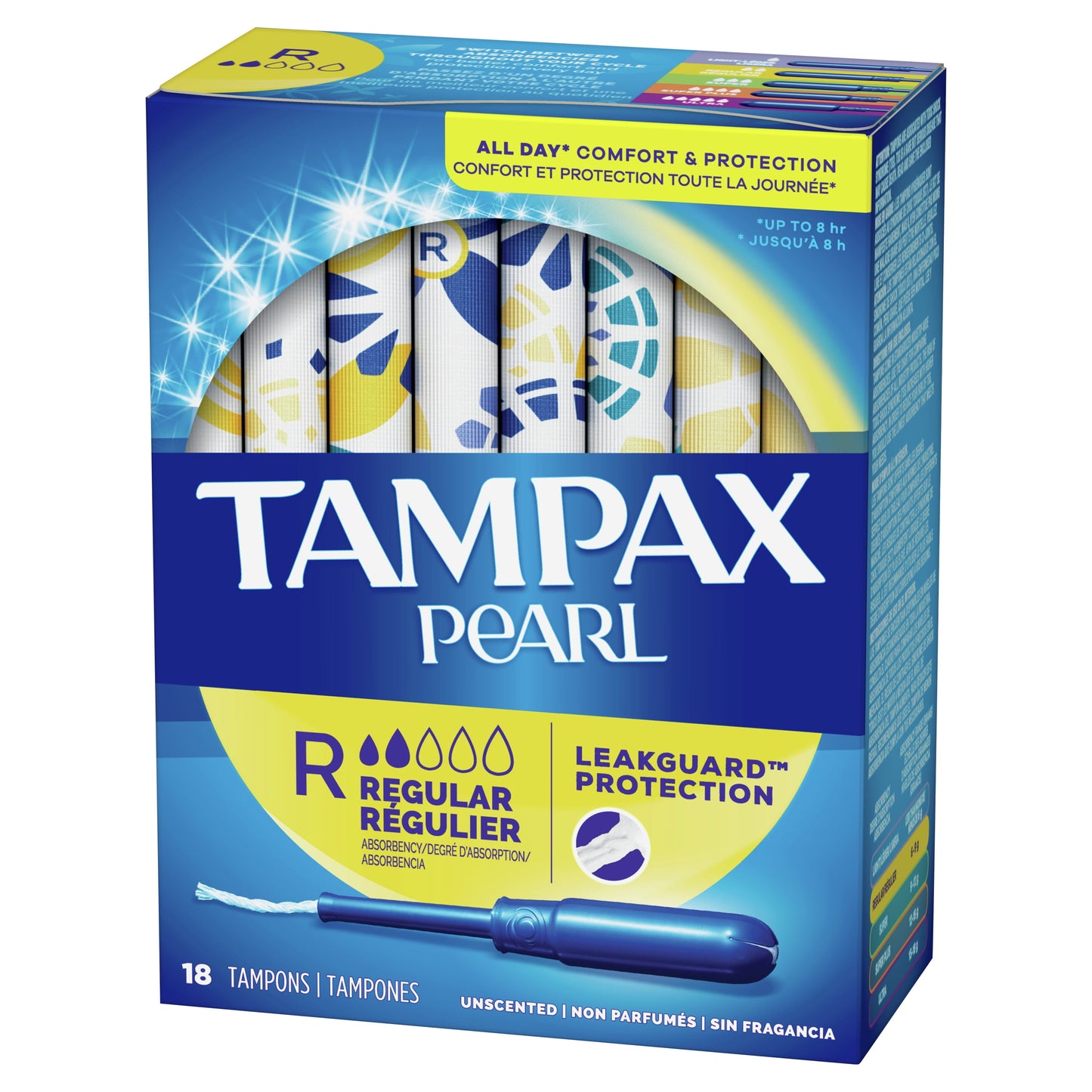 Tampax Pearl Tampons with LeakGuard Braid, Regular Absorbency, 18 Count