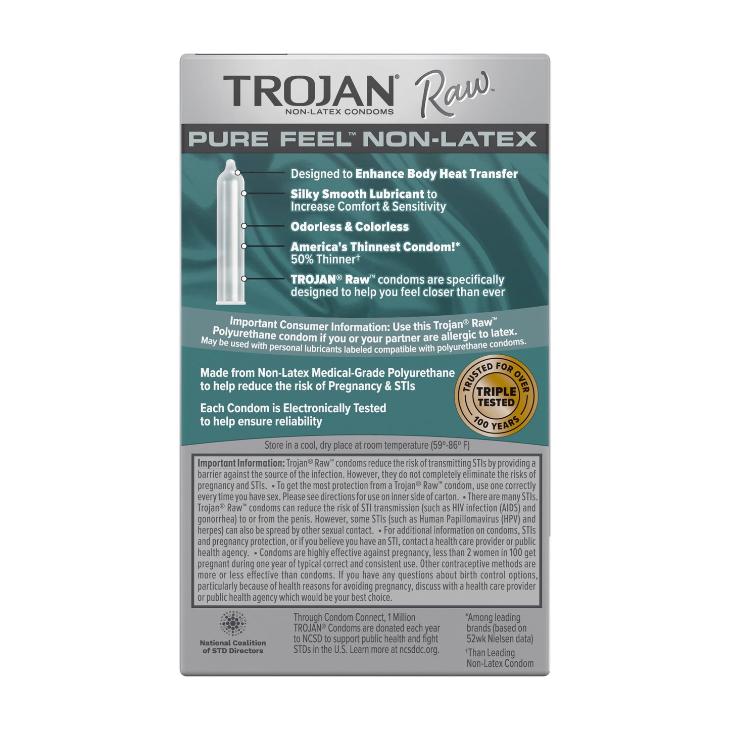 Trojan Raw Non-Latex Lubricated Condoms, 10ct