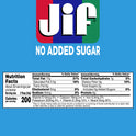 Jif No Added Sugar Creamy Peanut Butter Spread, 33.5 oz. - Smooth, Creamy Texture, No Stir Peanut Butter Spread