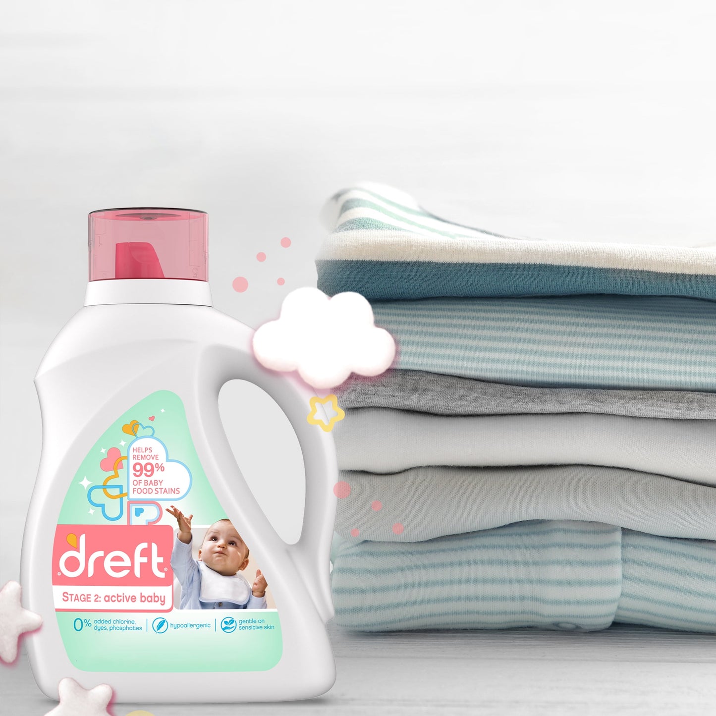 Dreft Stage 2: Active Baby Liquid Laundry Detergent, 64 Loads 92 fl oz