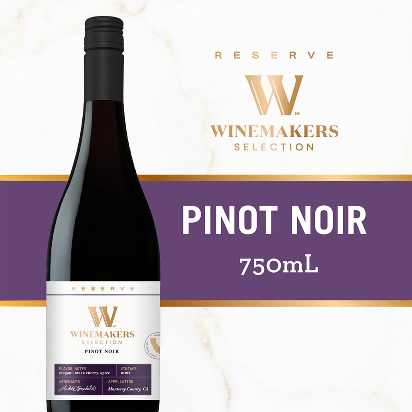 Winemakers Selection Reserve Pinot Noir California Red Wine, 750 ml Bottle, ABV 14.00%