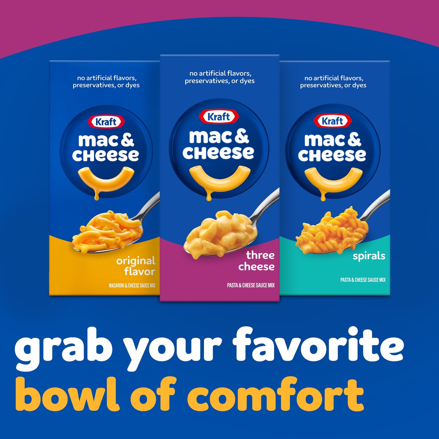 Kraft Three Cheese Mac N Cheese Macaroni and Cheese Dinner with Mini-Shell Pasta, 7.25 oz Box