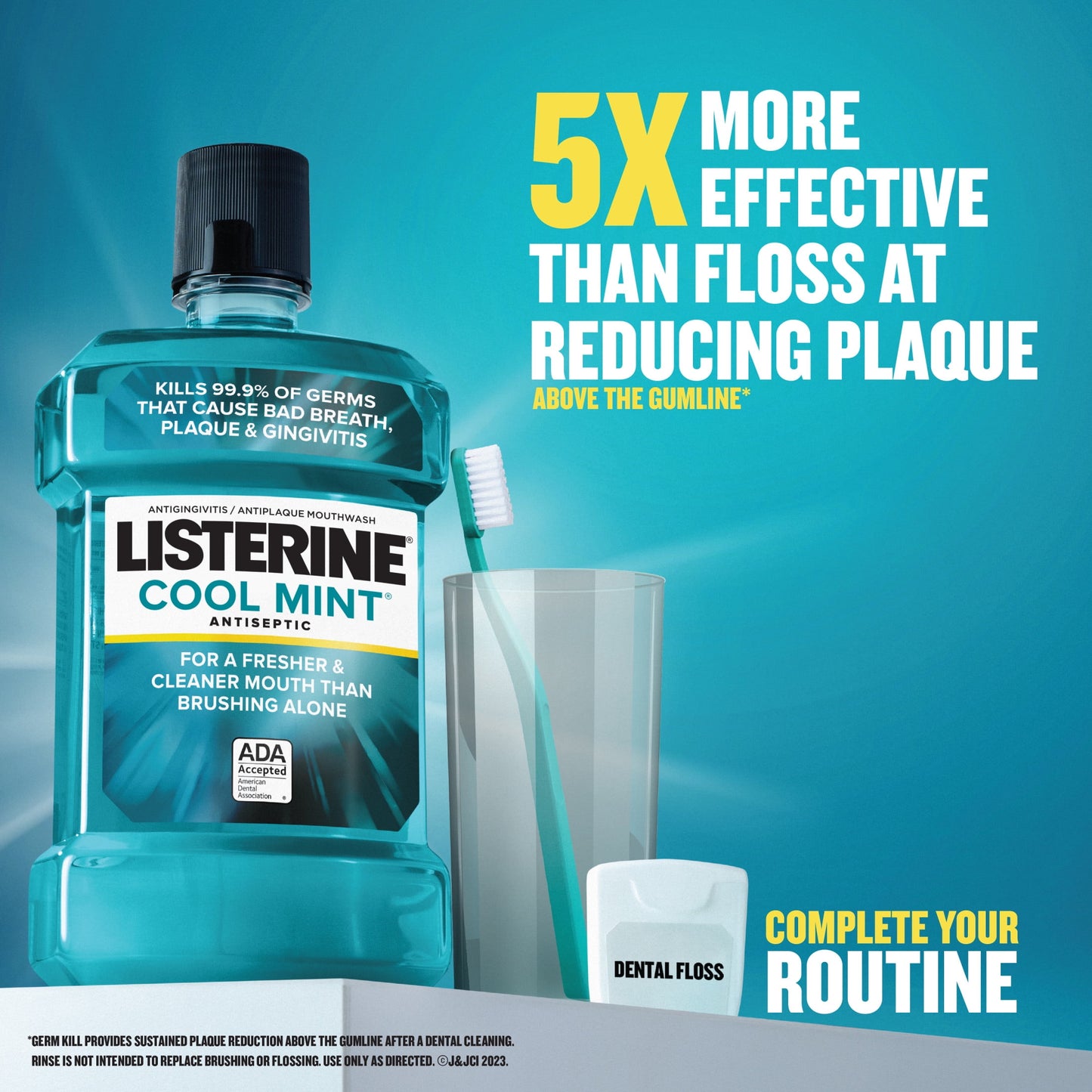 Listerine Cool Mint Antiseptic Mouthwash/Mouth Rinse for Bad Breath & Plaque, 1 L