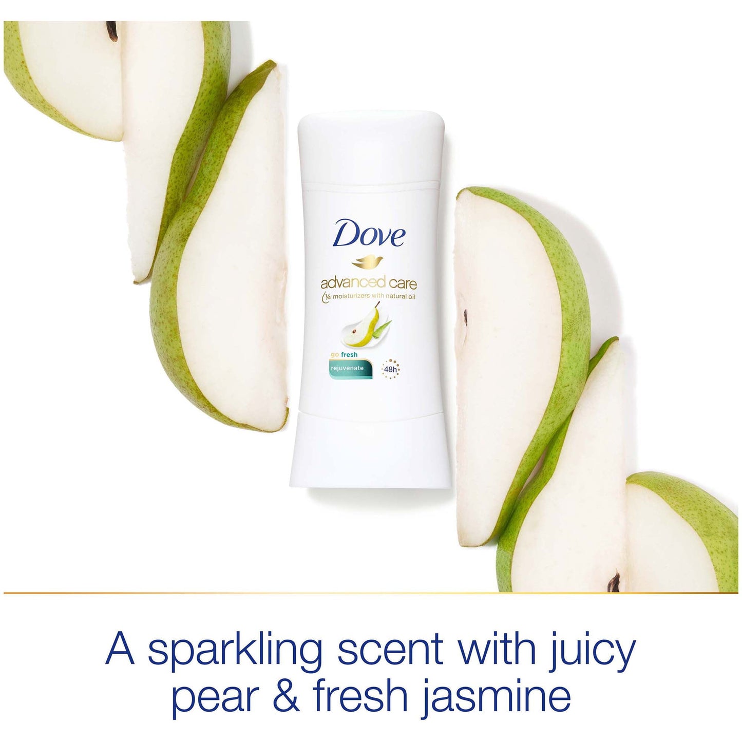 Dove Advanced Care Women's Antiperspirant Deodorant Stick, Juicy Pear and Fresh Jasmine, 2.6 oz