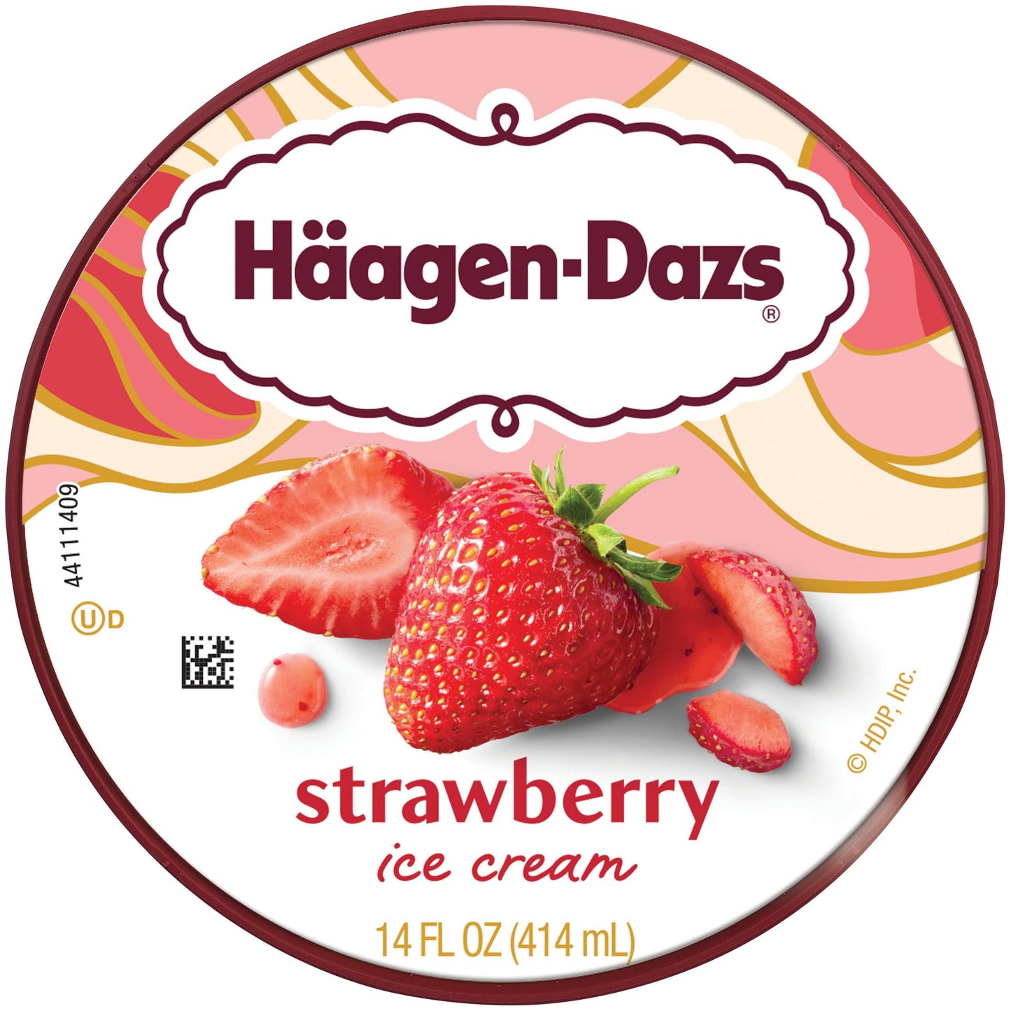 Haagen Dazs Strawberry Ice Cream, Gluten Free, Kosher, 1 Package, 14oz