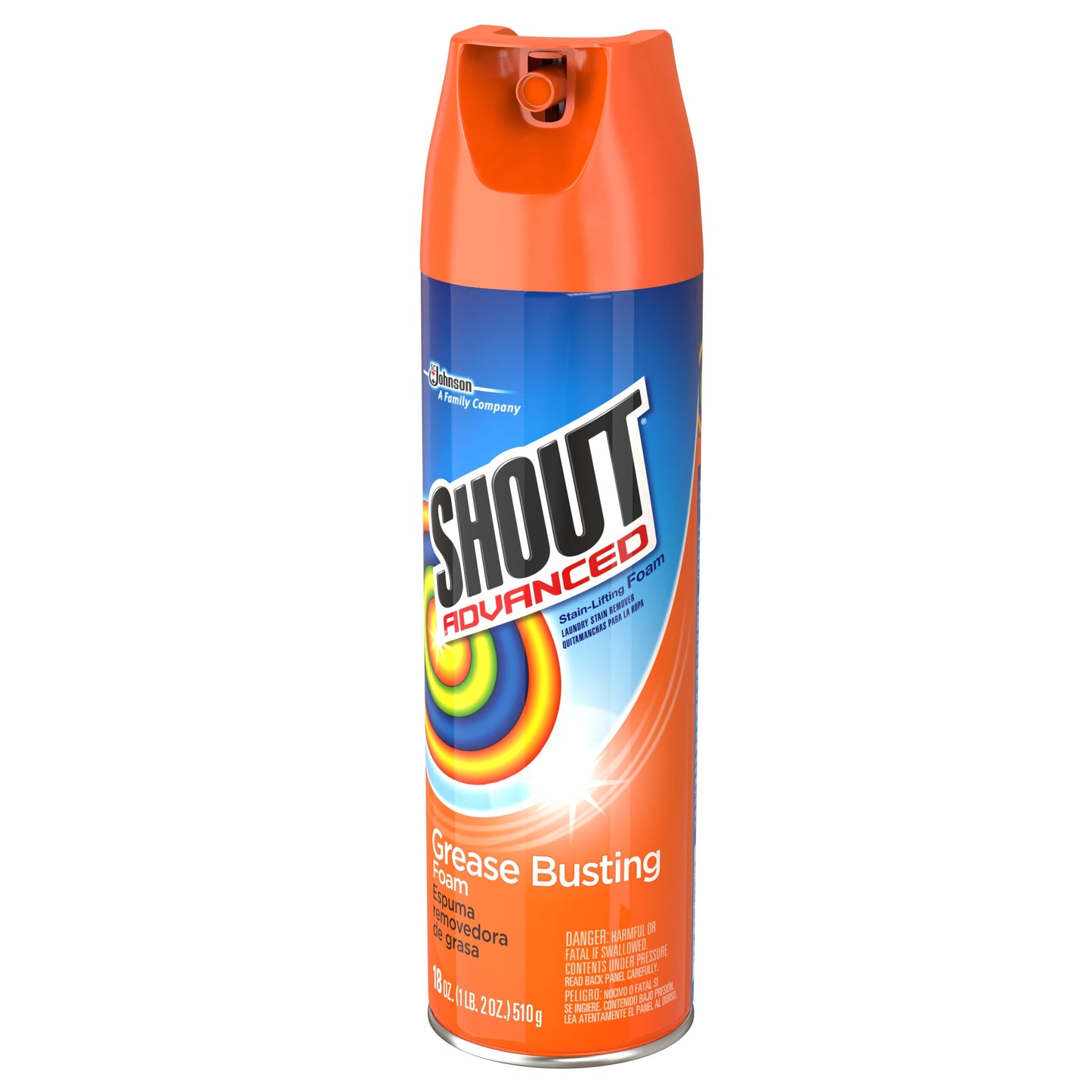 Shout Advanced Grease Busting Foam, Laundry Stain Remover, 18 Ounce