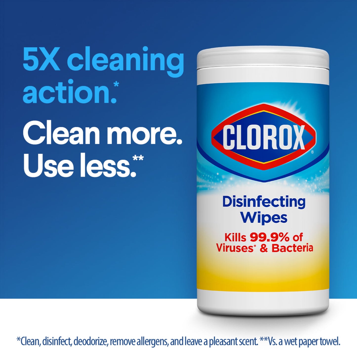 Clorox Bleach-Free Disinfecting and Cleaning Wipes, Crisp Lemon, 75 Count