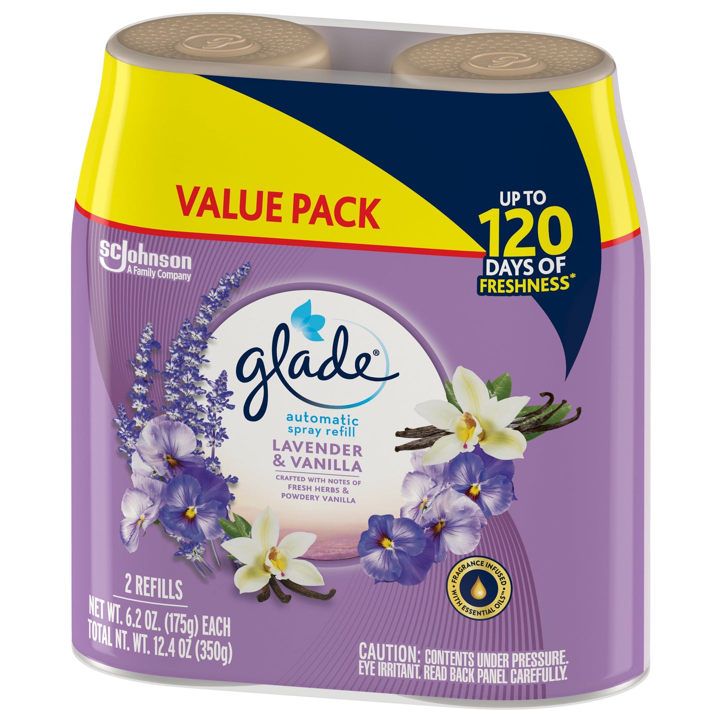 Glade Automatic Spray Refill, Air Freshener, Lavender & Vanilla, 2 Refills, 2 x 6.2 oz