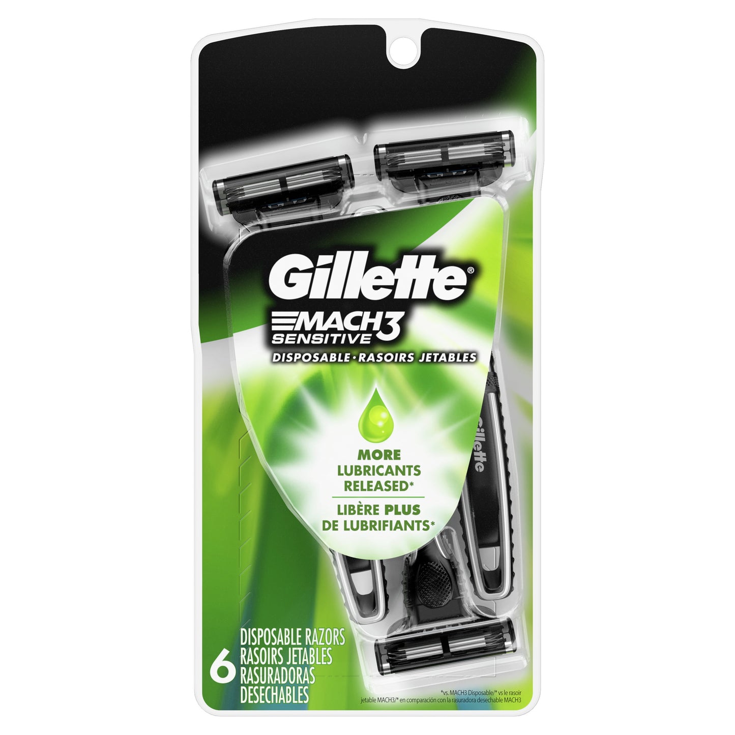 Gillette Mach3 Sensitive Men's Disposable Razors, 6 Count