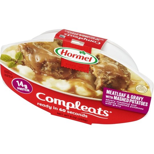 HORMEL COMPLEATS Meatloaf & Gravy with Mashed Potatoes, Plastic Tray 9 oz