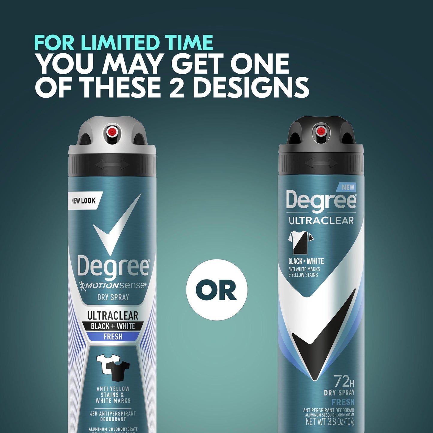 Degree Ultra Clear Long Lasting Men's Antiperspirant Deodorant Dry Spray Twin Pack, Fresh, 3.8 oz