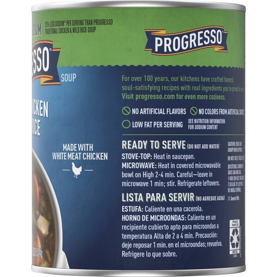 Progresso Reduced Sodium, Savory Chicken & Wild Rice Soup, 19 oz.