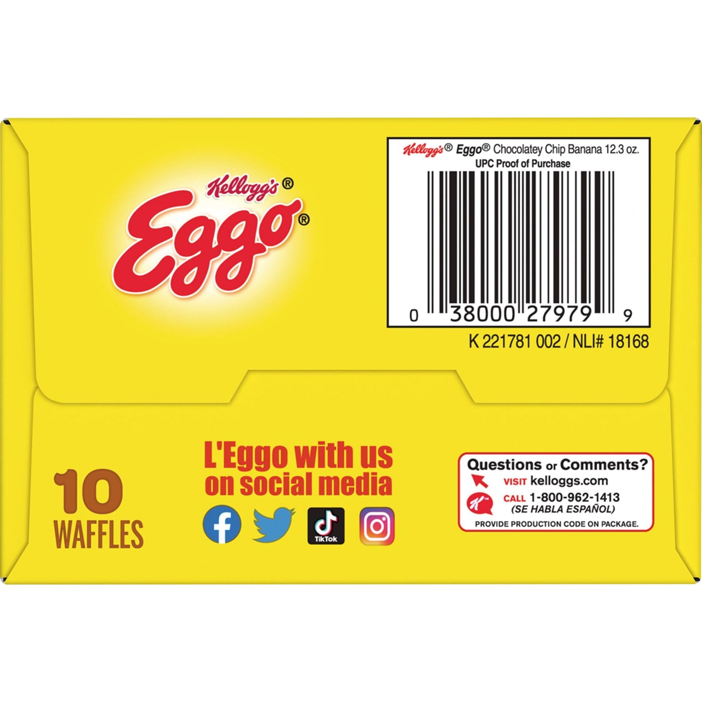 Eggo Chocolatey Chip Banana Waffles, 12.3 oz, 10 Count (Frozen)