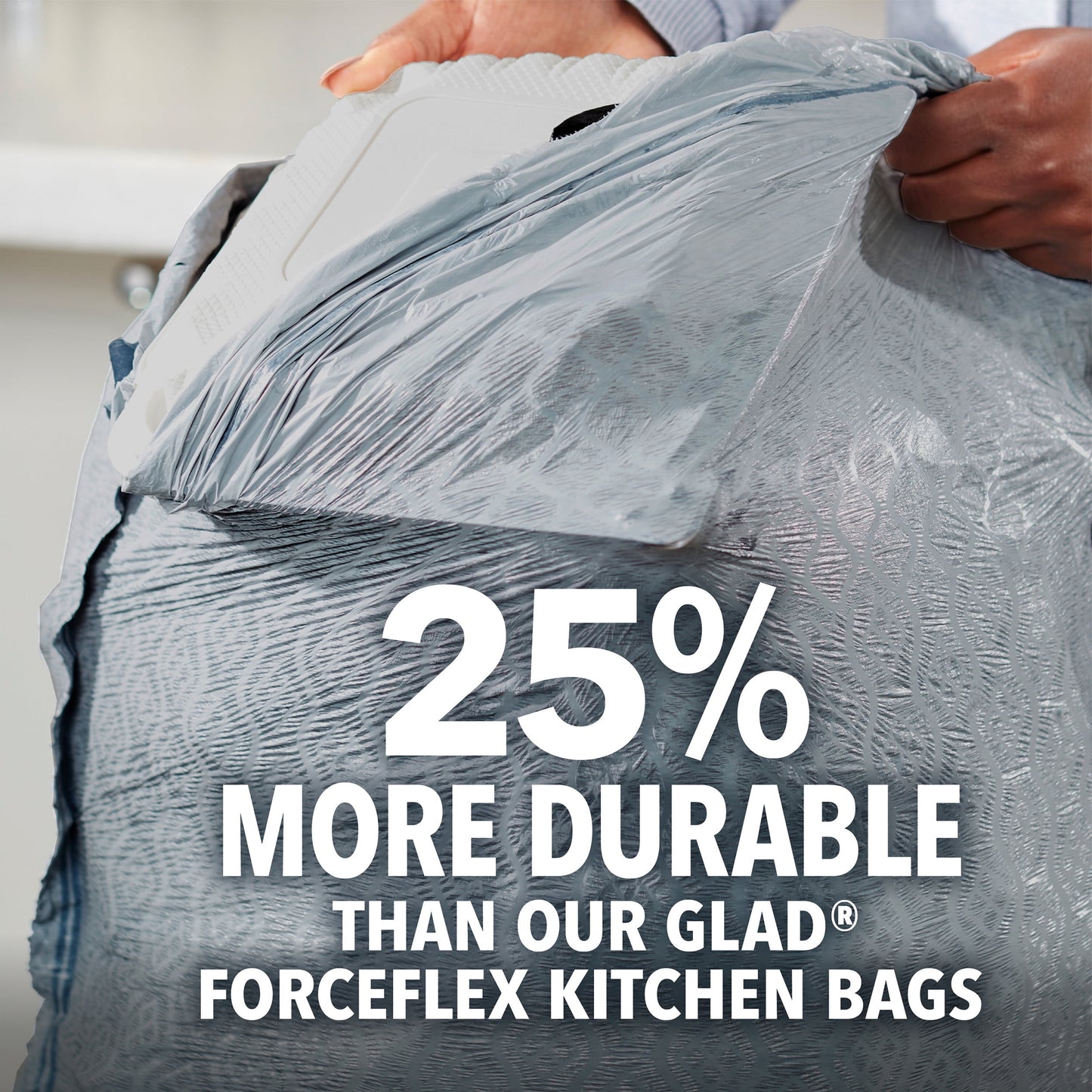 Glad ForceFlex MaxStrength 13 Gallon Tall Kitchen Drawstring Trash Bags, Gain Original, 20 Bags