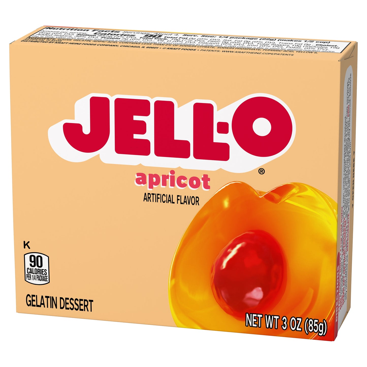 Jell-O Apricot Artificially Flavored Gelatin Dessert Mix, 3 oz Box