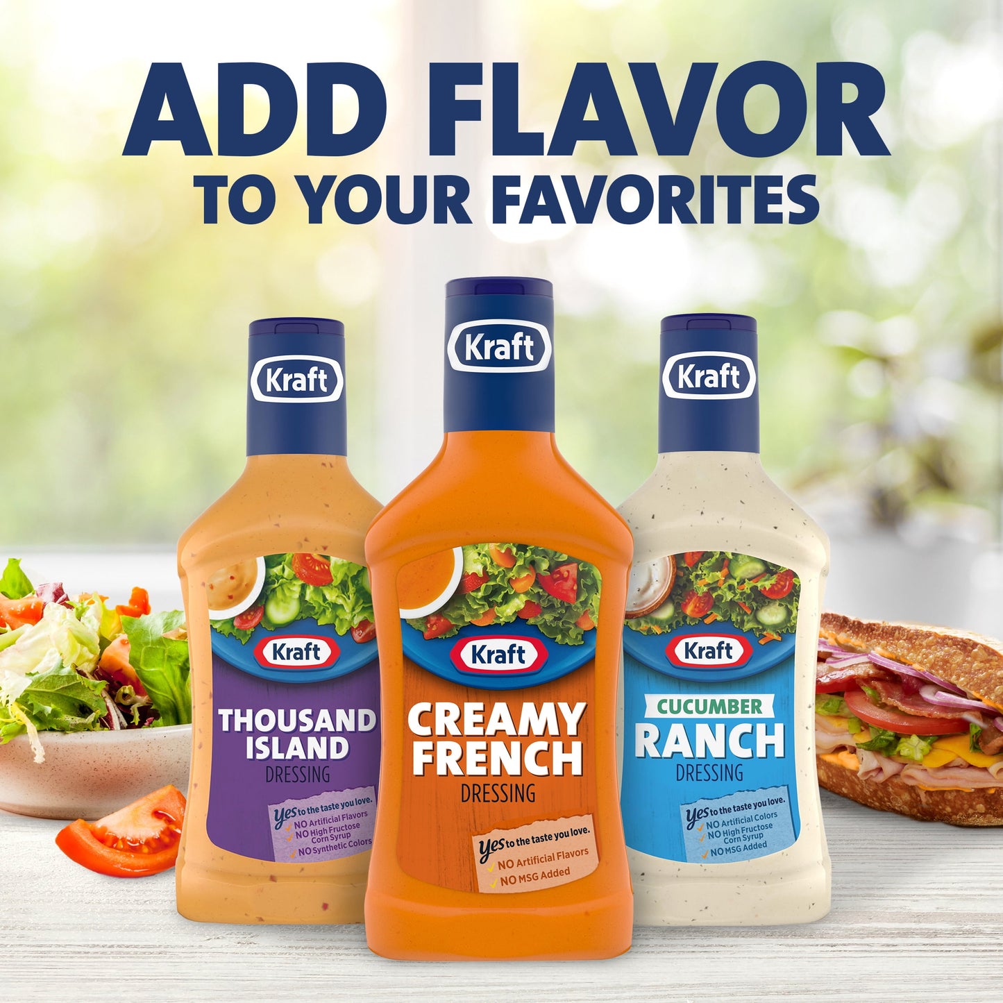 Kraft Creamy French Salad Dressing, 16 fl oz Bottle