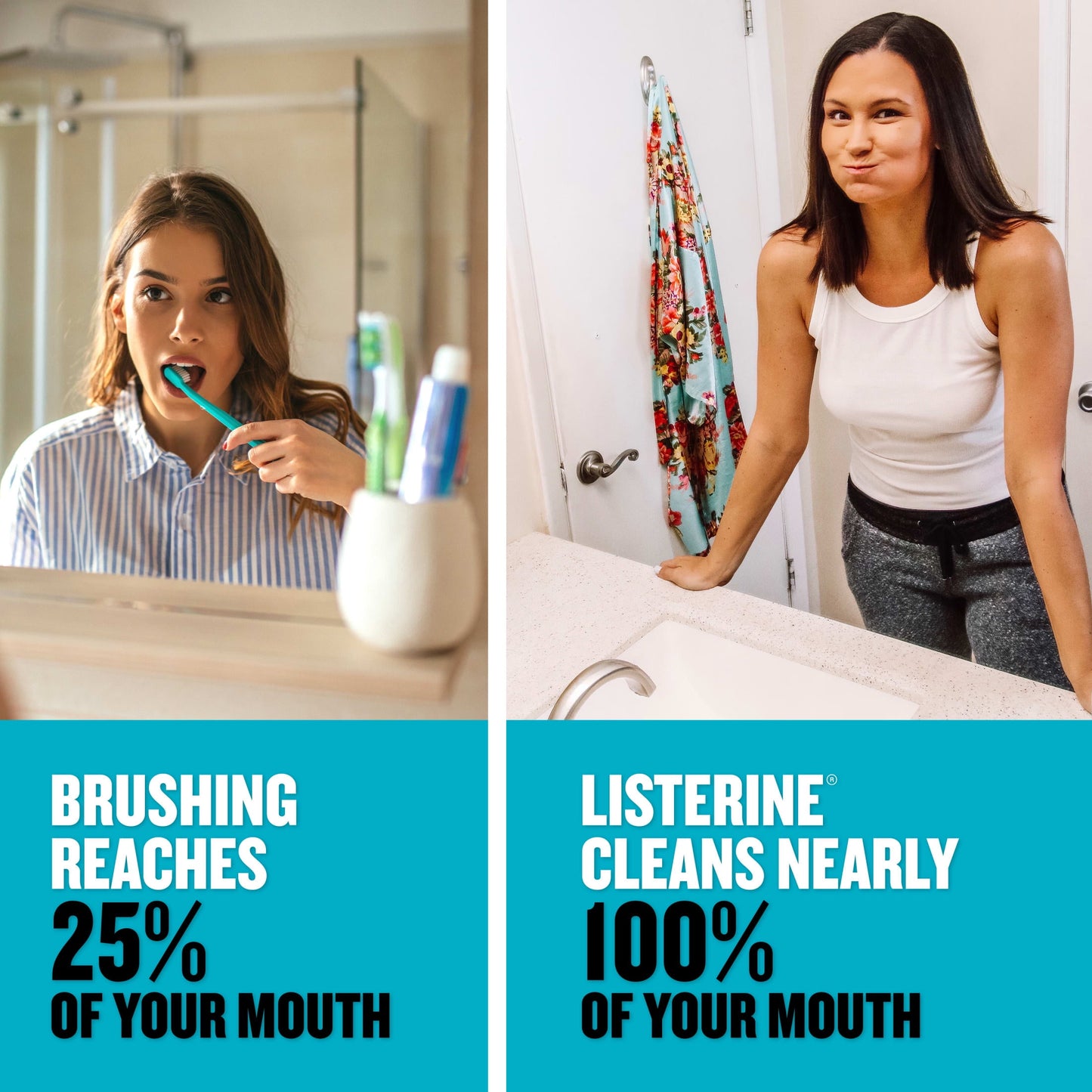 Listerine Zero Alcohol Free Oral Care Mouthwash for Bad Breath, Cool Mint, 1 L