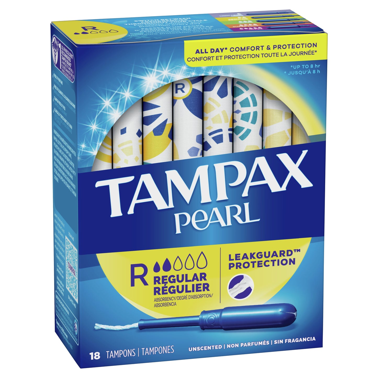 Tampax Pearl Tampons with LeakGuard Braid, Regular Absorbency, 18 Count