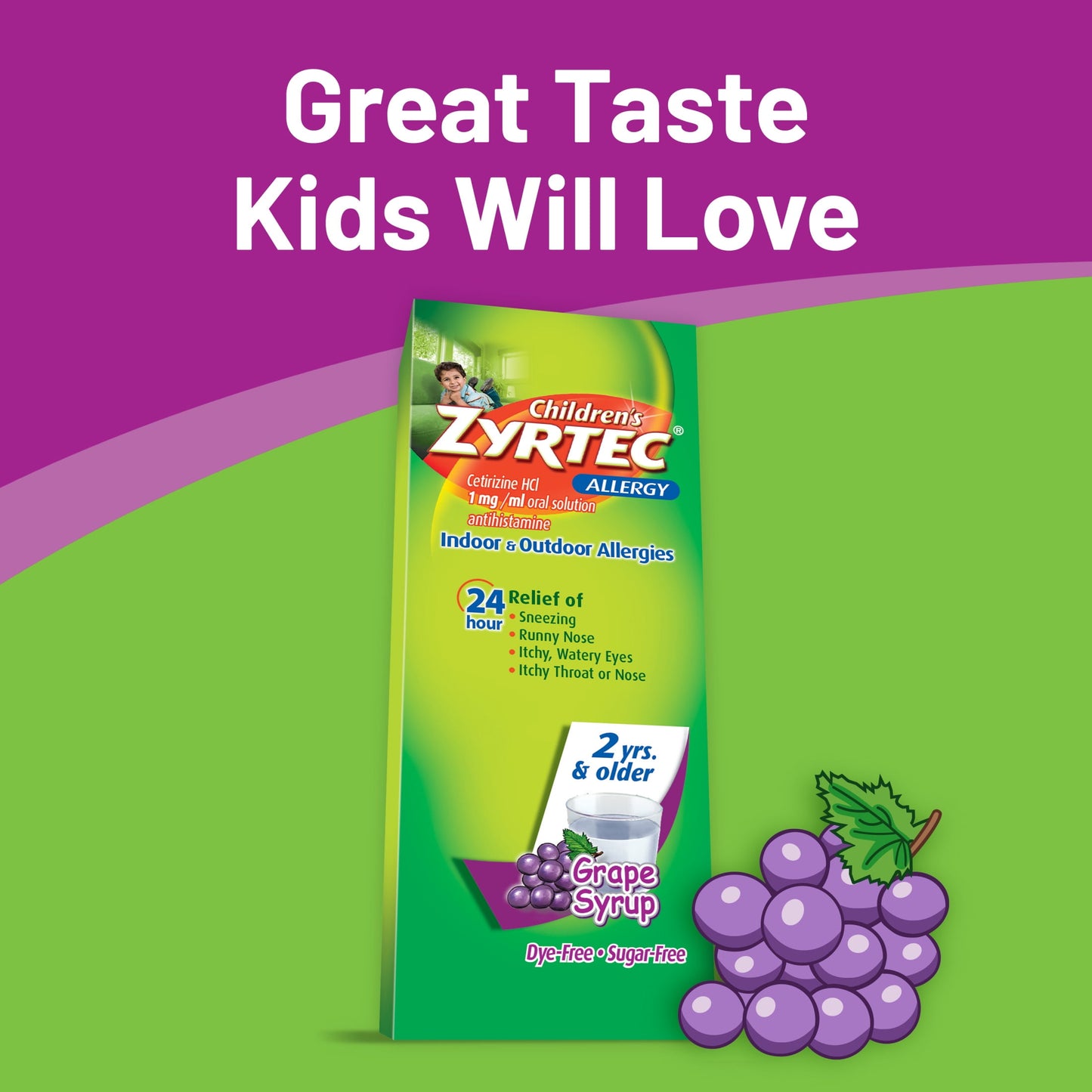 Children's Zyrtec 24 Hour Allergy Relief Syrup, Grape Flavor, 8 fl. oz