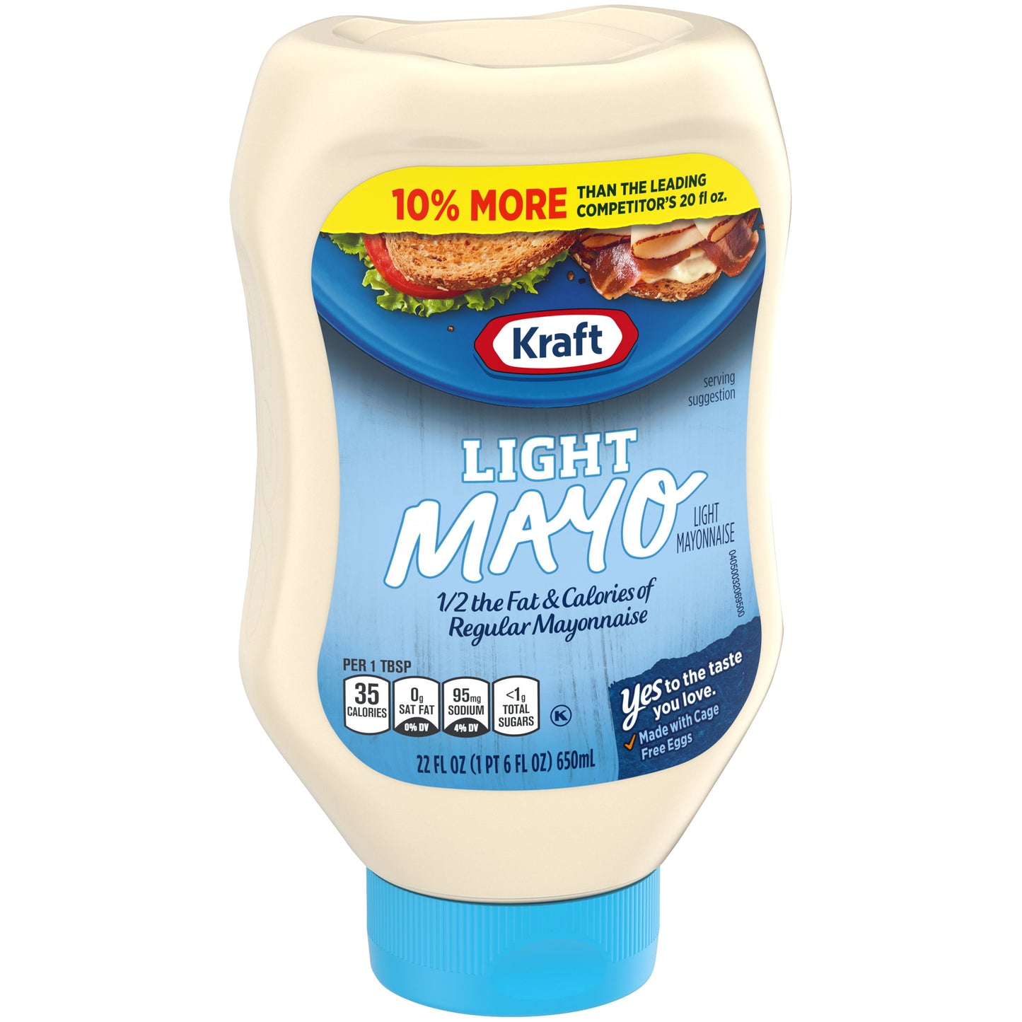 Kraft Light Mayo with 1/2 the Fat & Calories of Regular Mayonnaise Squeeze Bottle, 22 fl oz