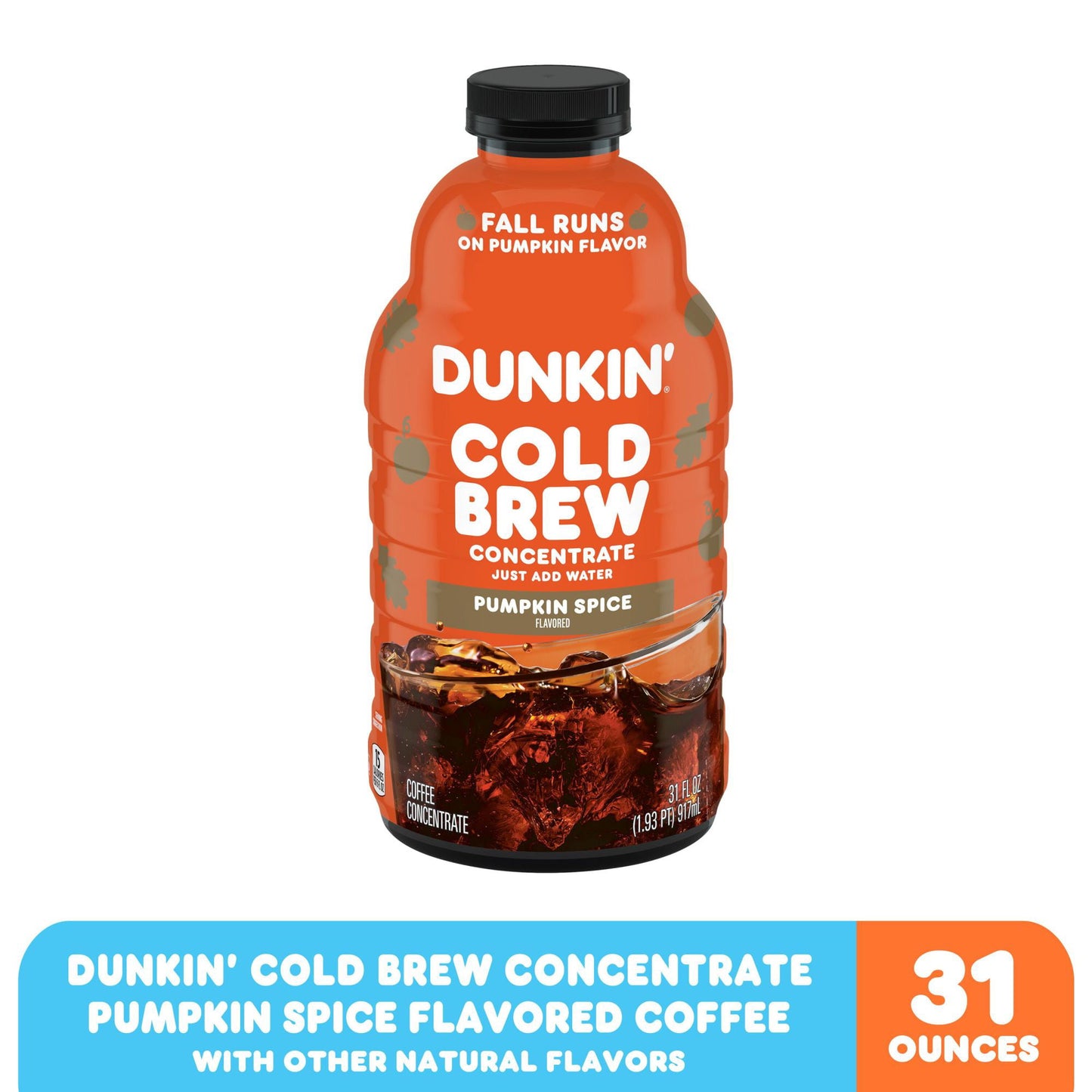 Dunkin Pumpkin Spice Flavored Cold Brew Coffee Concentrate, 31 Oz.