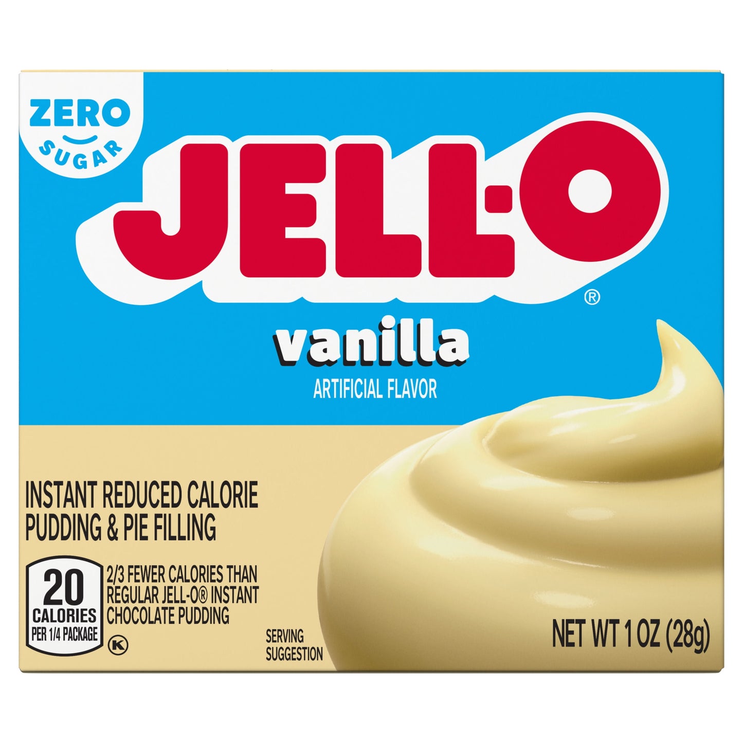 Jell-O Vanilla Artificially Flavored Zero Sugar Instant Reduced Calorie Pudding & Pie Filling Mix, 1 oz. Box