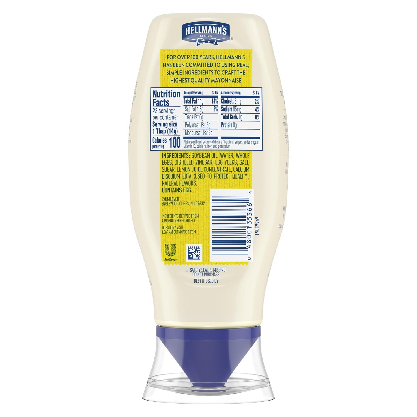 Hellmann's Made with Cage Free Eggs Real Mayonnaise, 11.5 fl oz Bottle