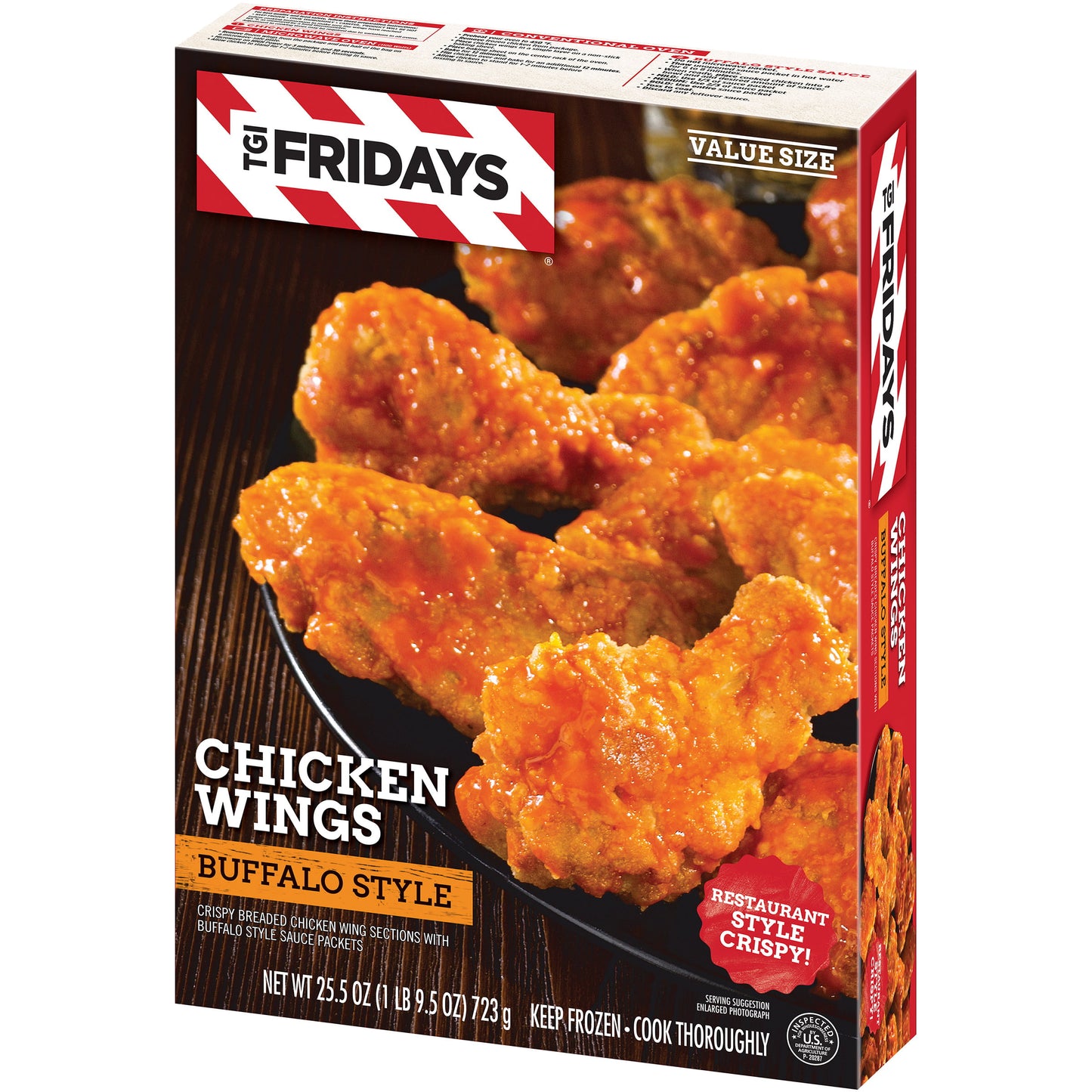 TGI Fridays Frozen Appetizers Buffalo Style Chicken Wings, 25.5 oz Box Jumbo