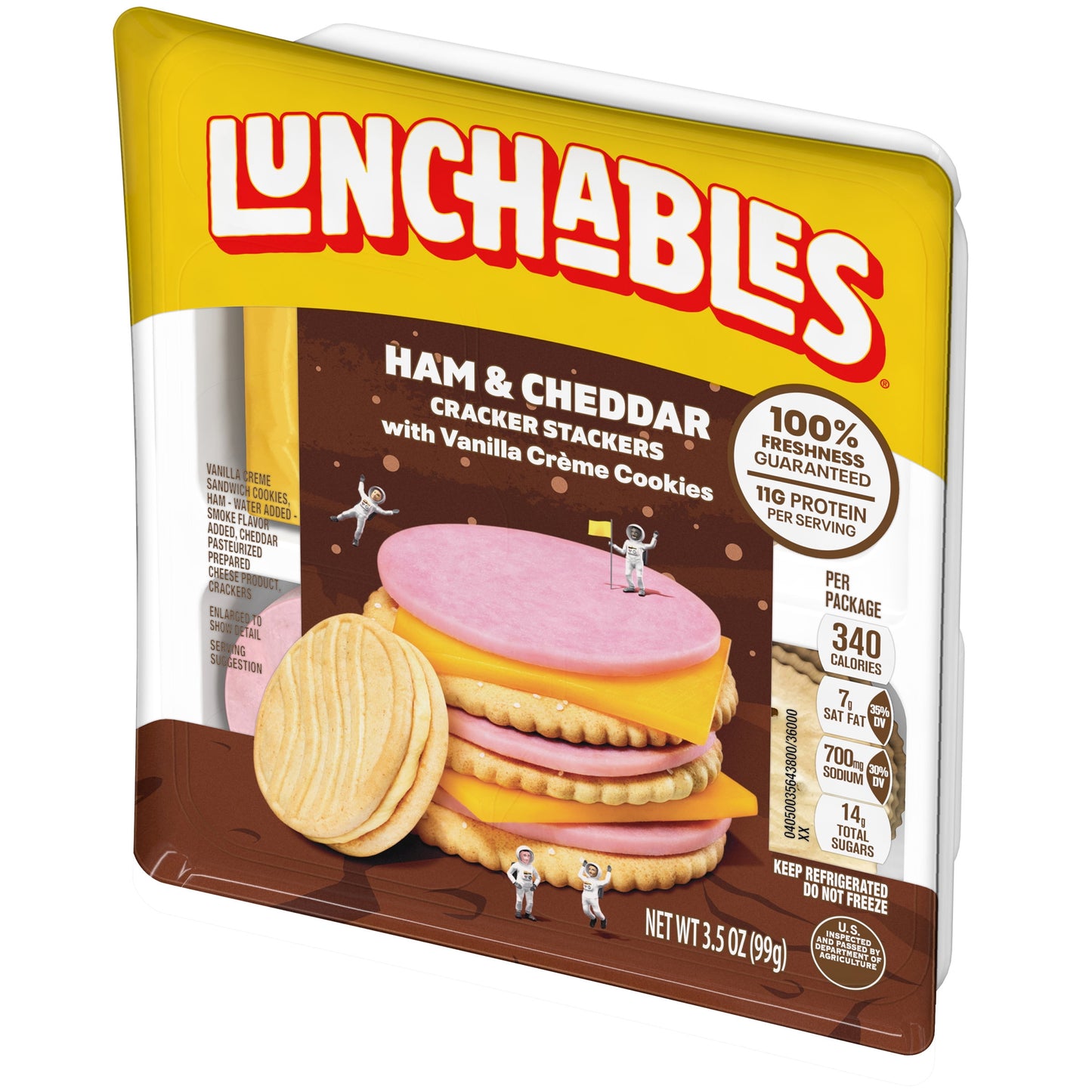 Lunchables Ham & Cheddar Cheese Cracker Stackers Kid Lunch Snack, 3.5 oz Tray