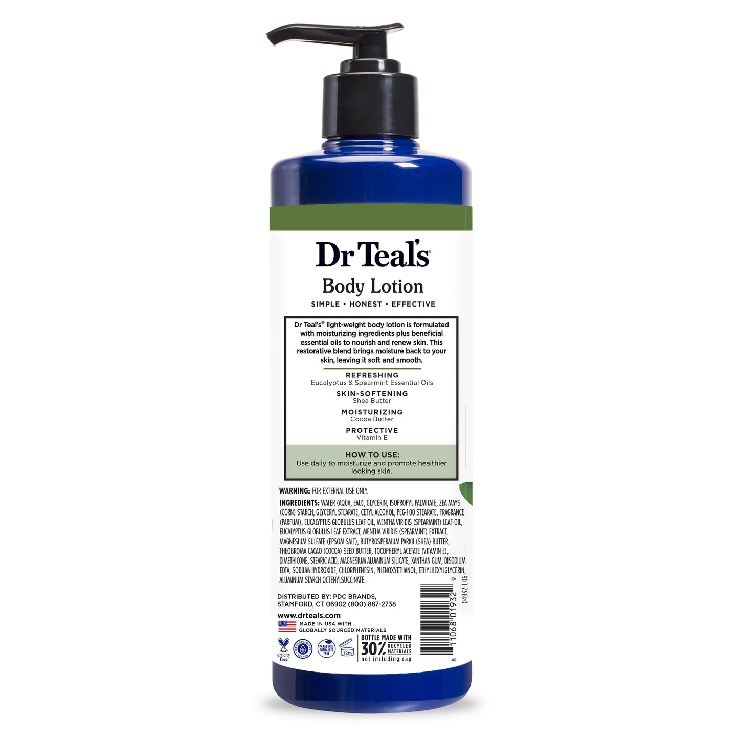 Dr Teal's Eucalyptus & Spearmint Body Lotion, 18 fl oz.