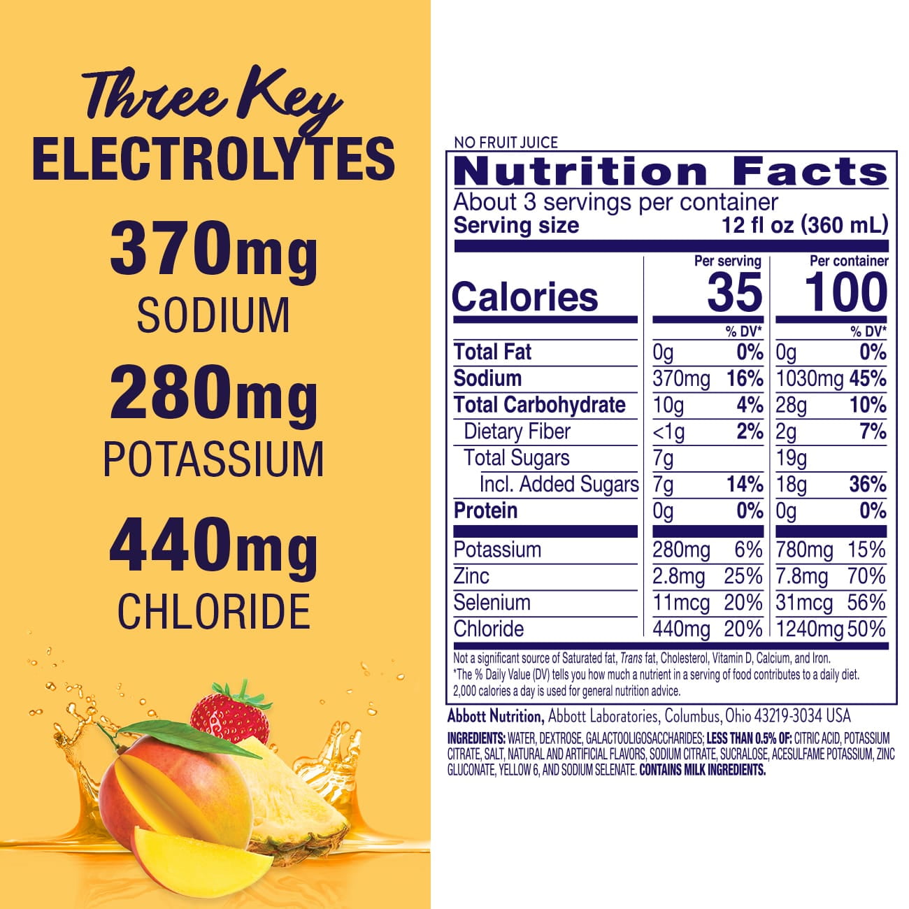 Pedialyte AdvancedCare Electrolyte Solution Tropical Fruit Ready-to-Drink 1.1 qt