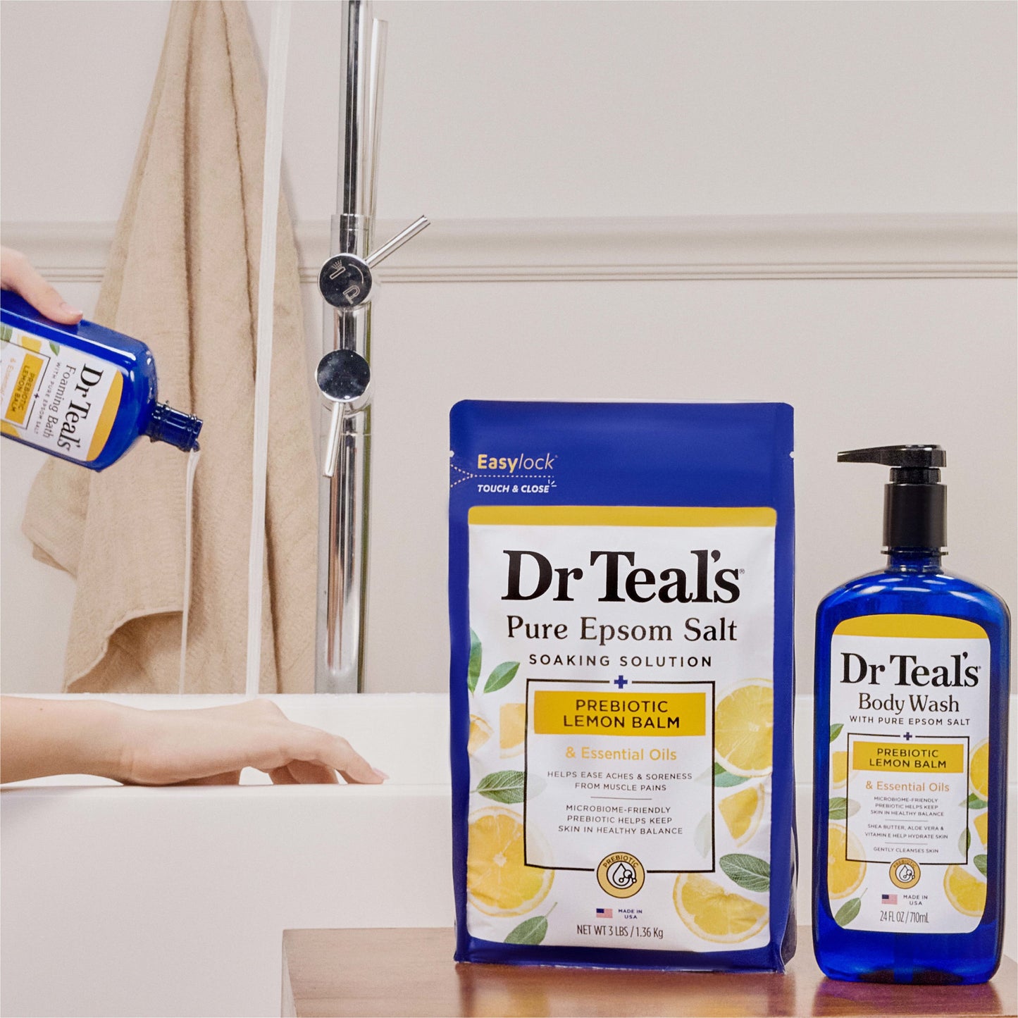 Dr Teal's Body Wash with Prebiotic Lemon Balm and Essential Oil Blend, 24 fl oz