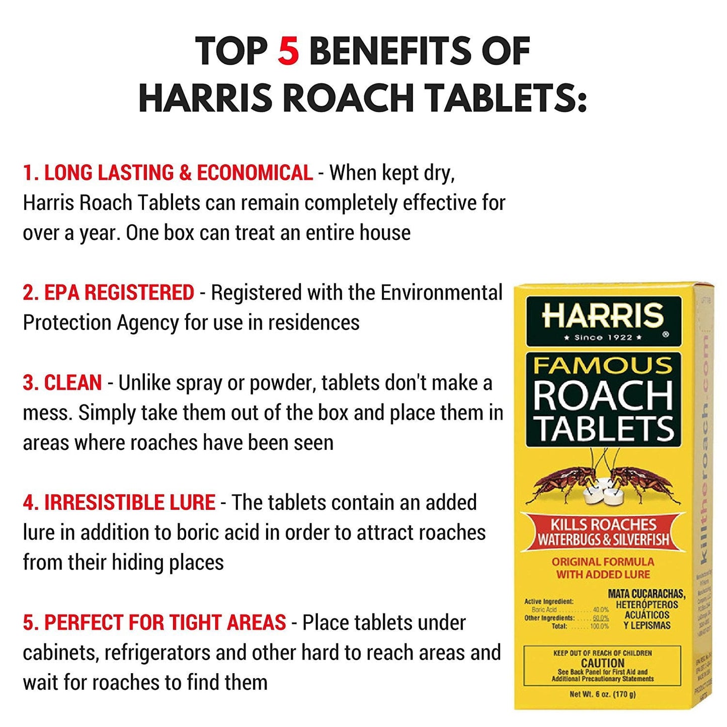 Harris Famous Roach & Silverfish Killer Tablets, 6 oz.