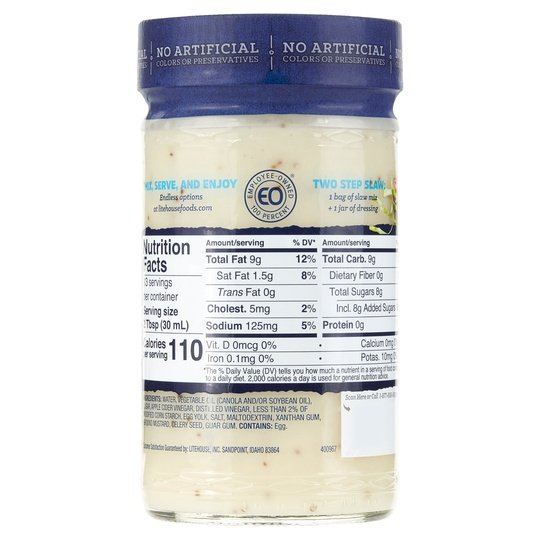 Litehouse Creamy Coleslaw Refrigerated Salad Dressing, 13 Fluid oz Bottle