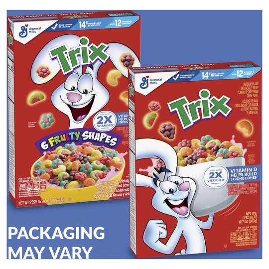 Trix Fruity Breakfast Cereal, 6 Fruity Shapes, Whole Grain, 10.7 OZÂ 