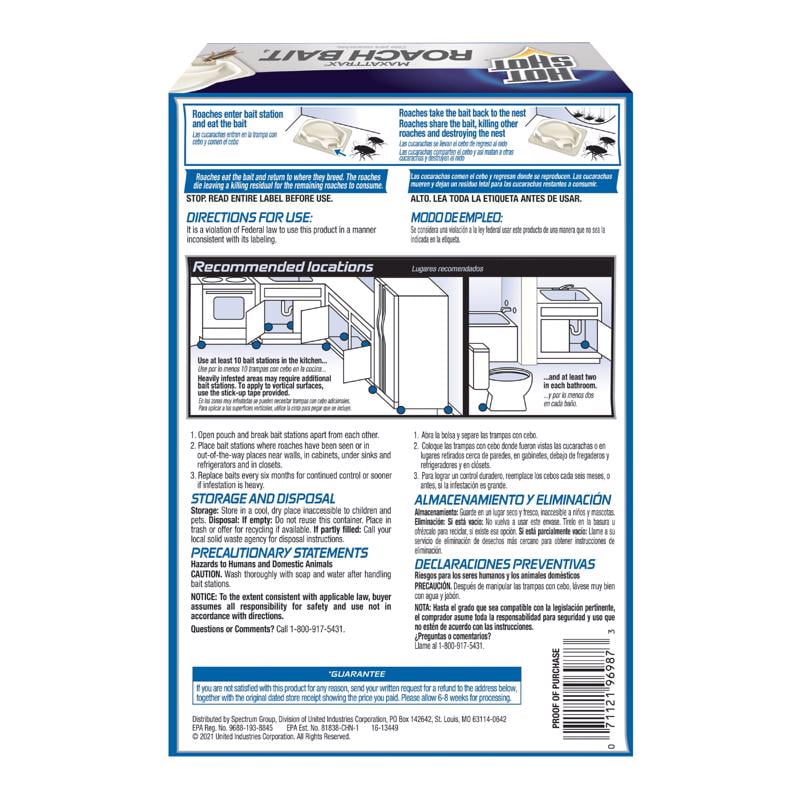 Hot Shot 12ct Roach Bait Stations, kills roaches for up to 6 months