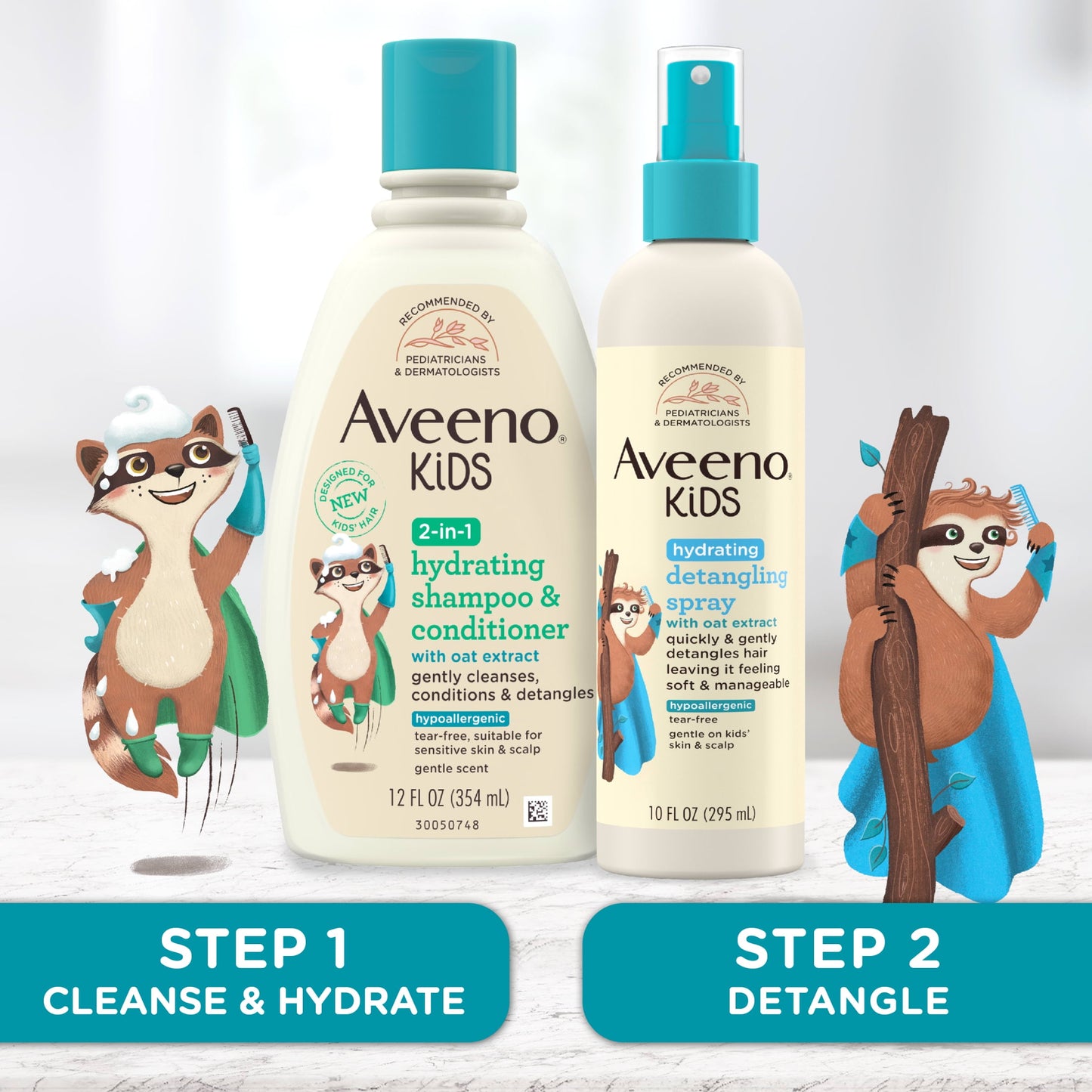 Aveeno Kids 2-in-1 Tear Free Kids Shampoo and Conditioner, 12 fl. oz