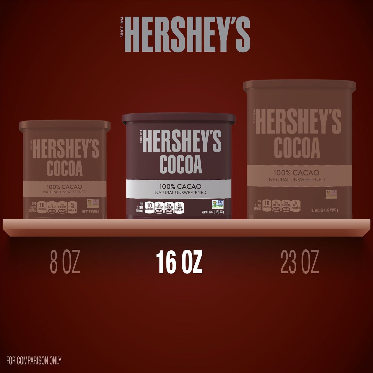 Hershey's Natural Unsweetened Cocoa Powder, Can 16 oz