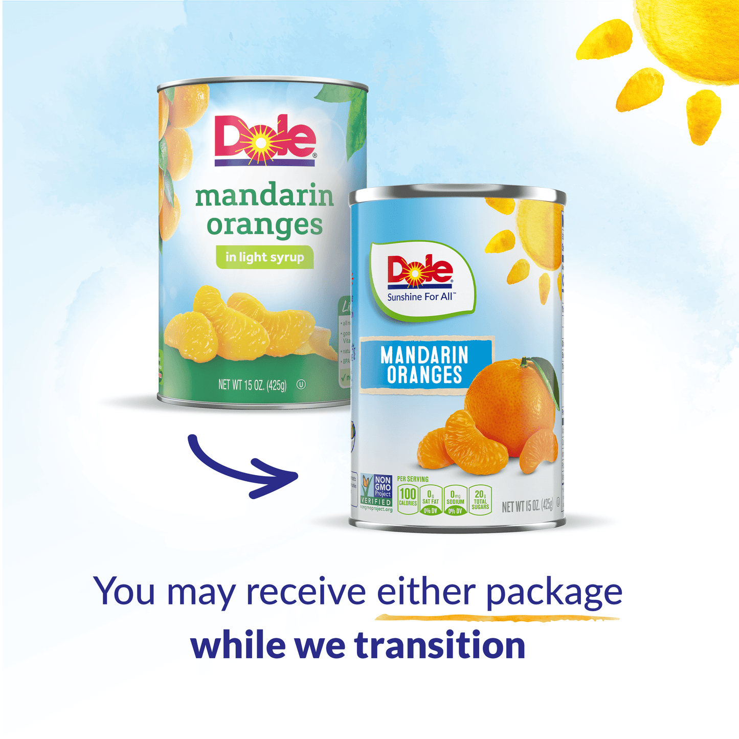 Dole Mandarin Oranges in Light Syrup, 15 oz Can