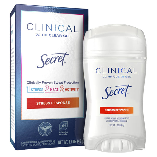 Secret Clinical Strength Clear Gel Antiperspirant and Deodorant, Stress Response, 1.6 oz