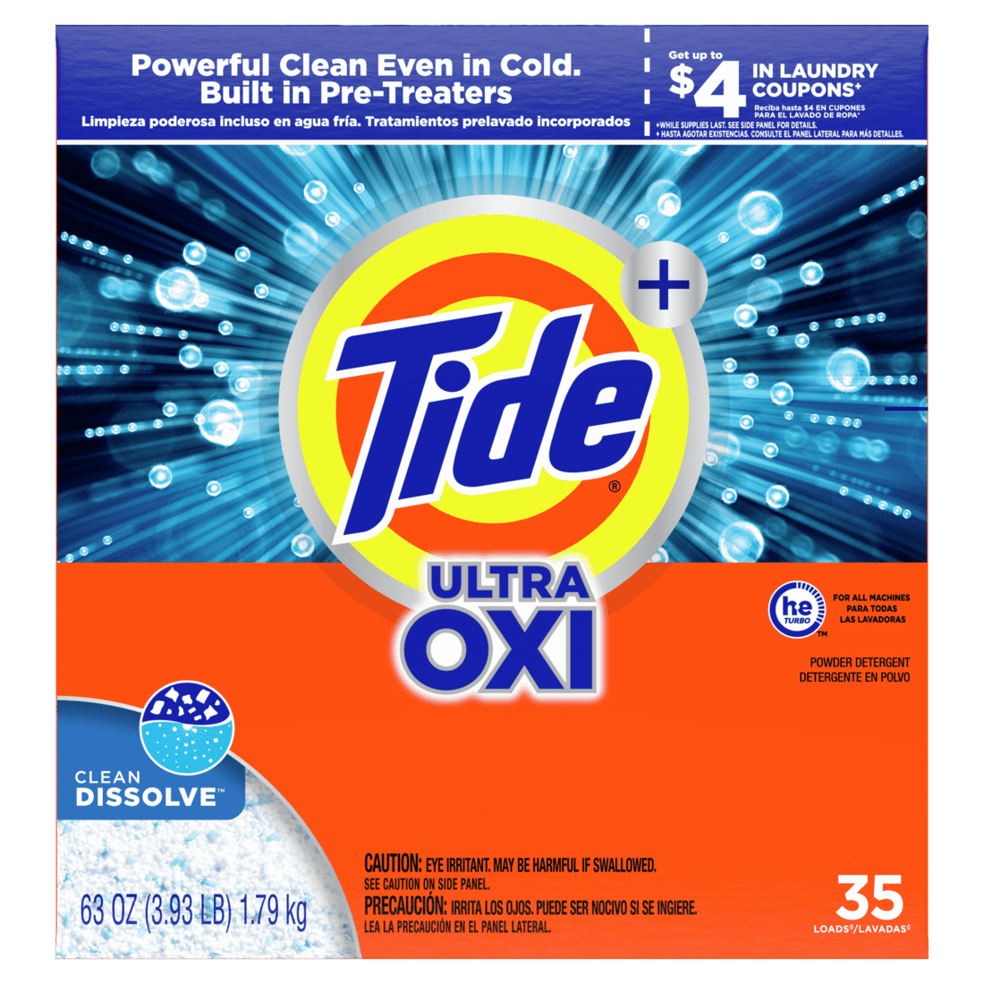 Tide Plus Ultra Oxi Powder Laundry Detergent, 35 Loads, 63 oz