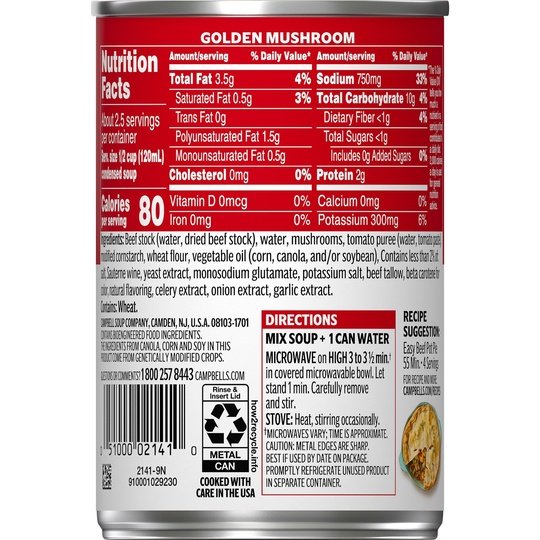 Campbell's Condensed Golden Mushroom Soup, 10.5 Ounce Can