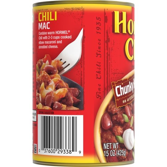 HORMEL Chili Chunky Beef Chili with Beans, No Artificial Ingredients, 15 oz Aluminum Can