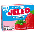 Jell-O Strawberry Artificially Flavored Zero Sugar Low Calorie Gelatin Dessert Mix, Family Size, 0.6 oz Box