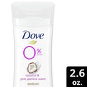 Dove 0% Aluminum Women's Antiperspirant Deodorant Stick, Coconut and Pink Jasmine, 2.6 oz